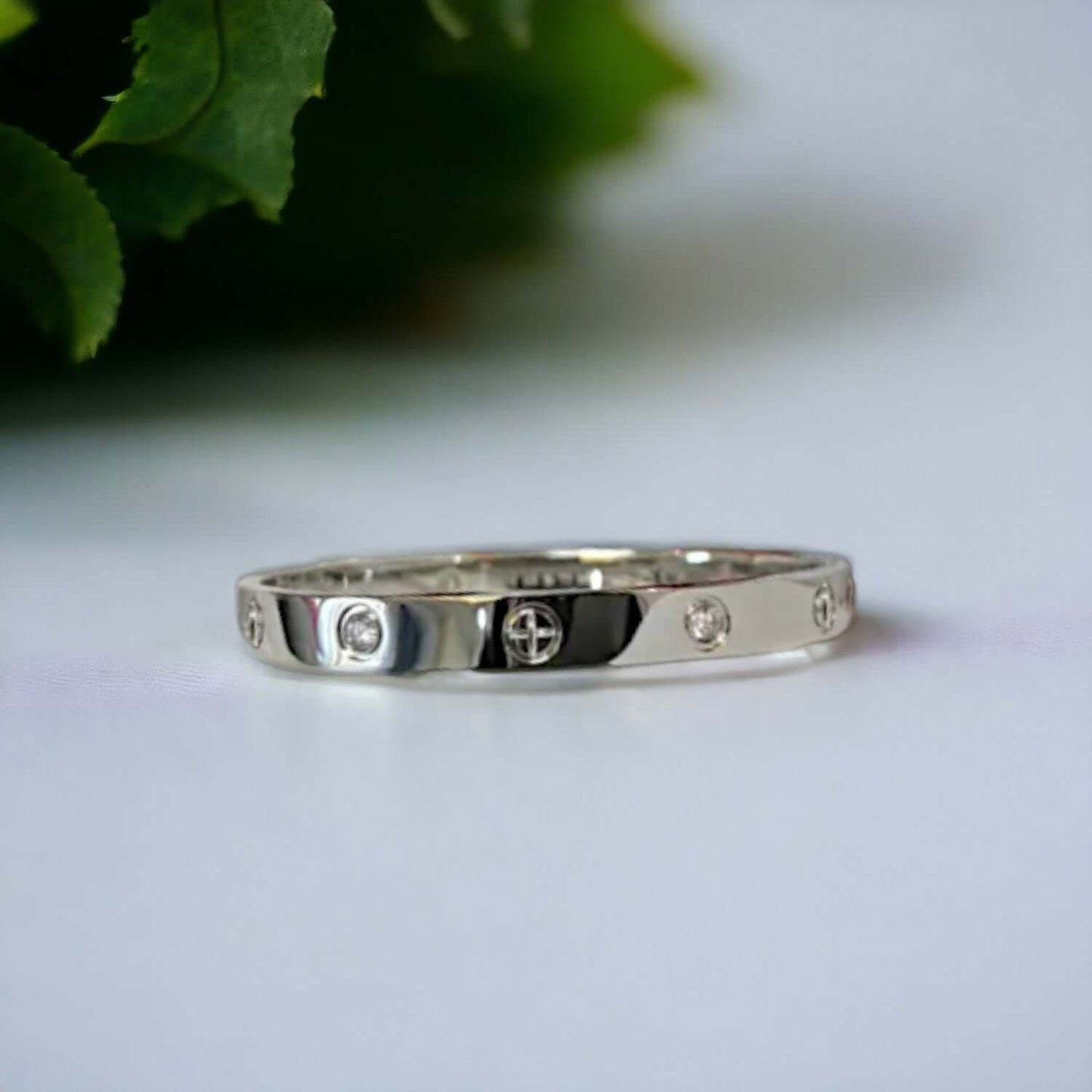 Radiant Silver Stainless Steel Cuff Bracelet with Zirconia Stones