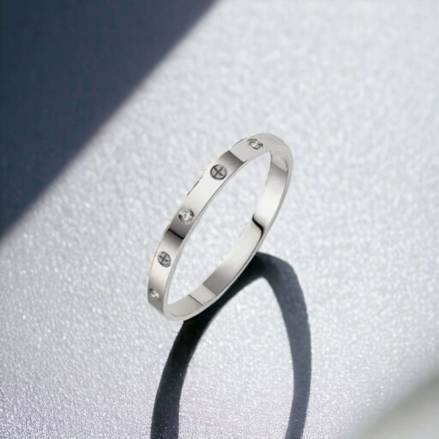 Radiant Silver Stainless Steel Cuff Bracelet with Zirconia Stones