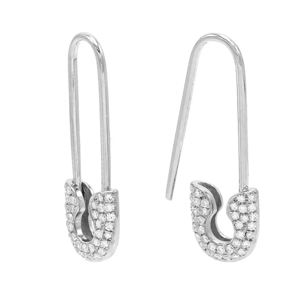 Silver U shape zircon drop earrings minimalist jewelry