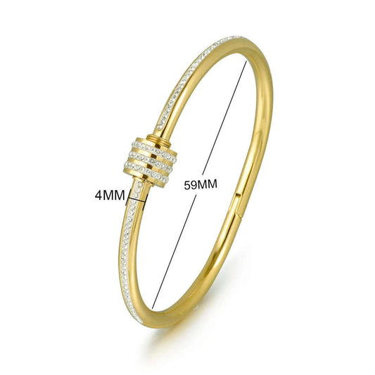 Elegant 316L Stainless Steel Bangle Bracelet for Women – Tarnish-Free, Cubic Zirconia Detail
