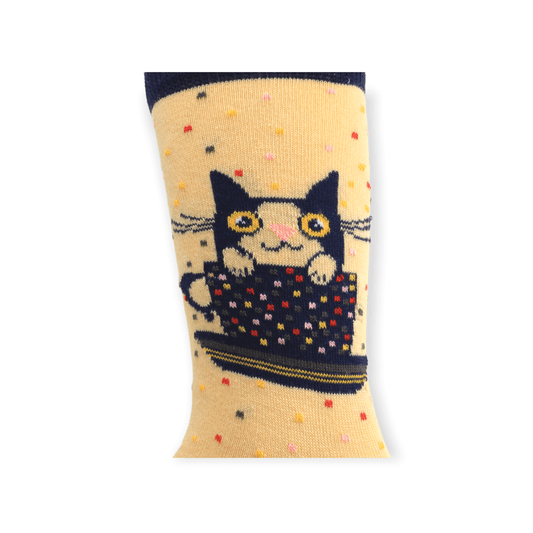 Cat in Cup Unisex Casual Cotton Socks Footwear
