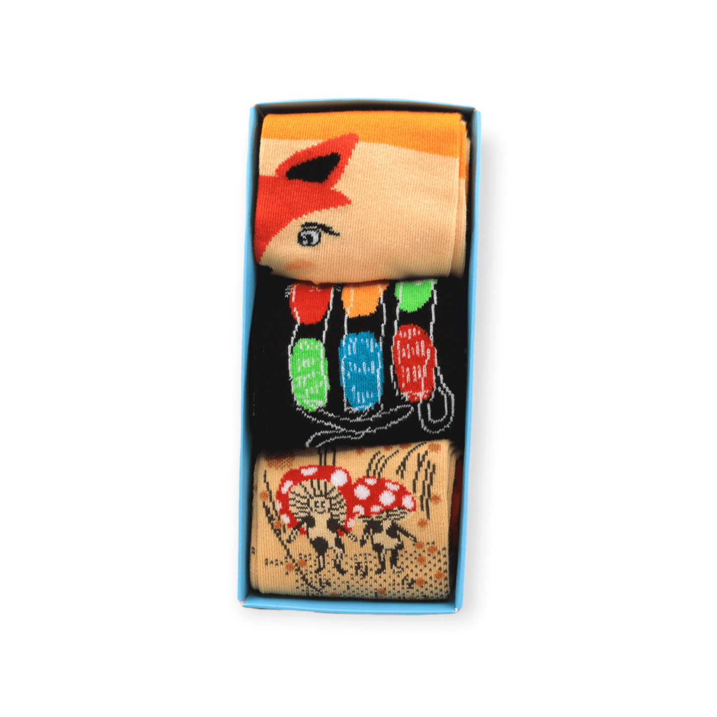 Mushroom Fox 3 Cats Box Set Unisex Casual Cotton Socks