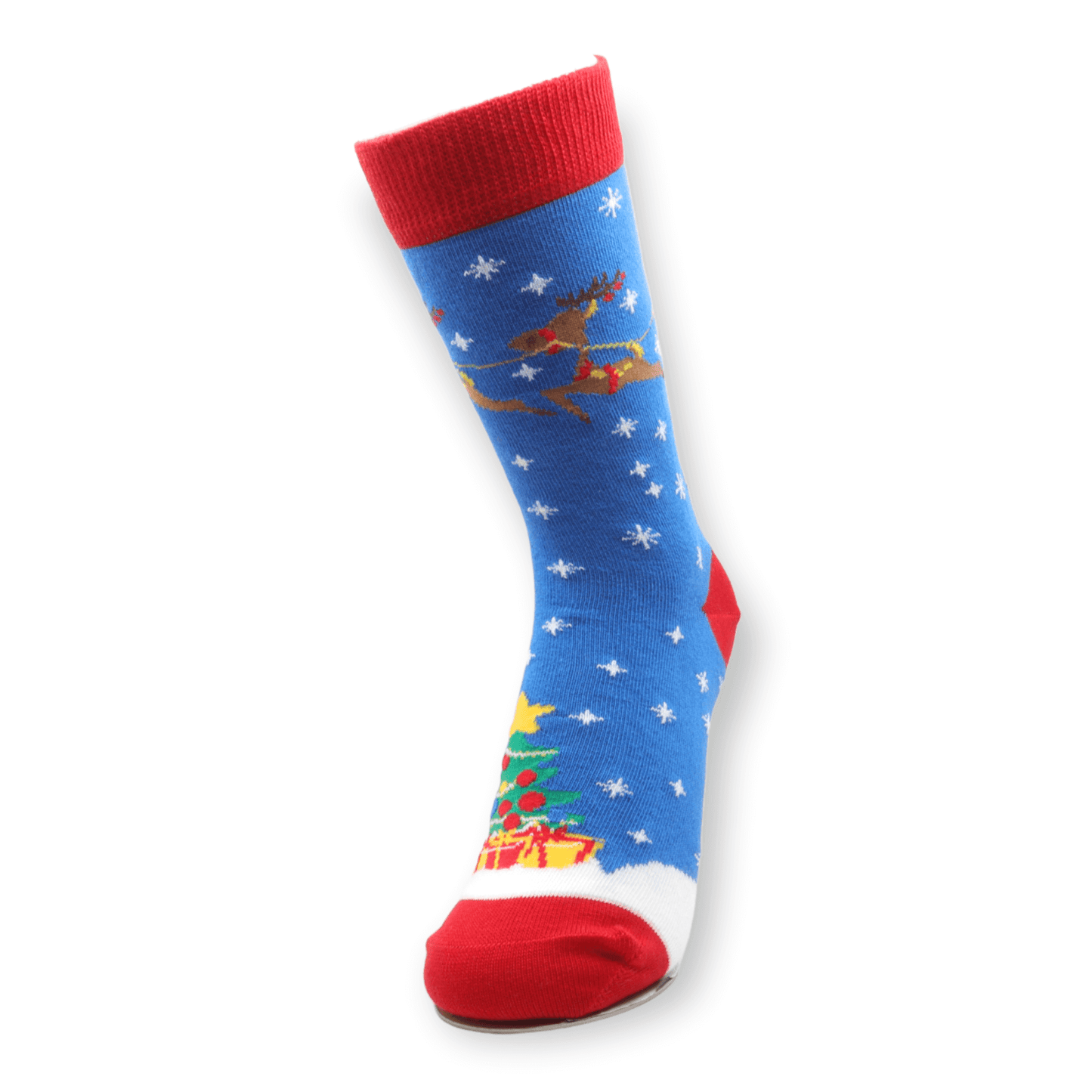 Deer Blue Christmas Unisex Casual Cotton Socks Footwear