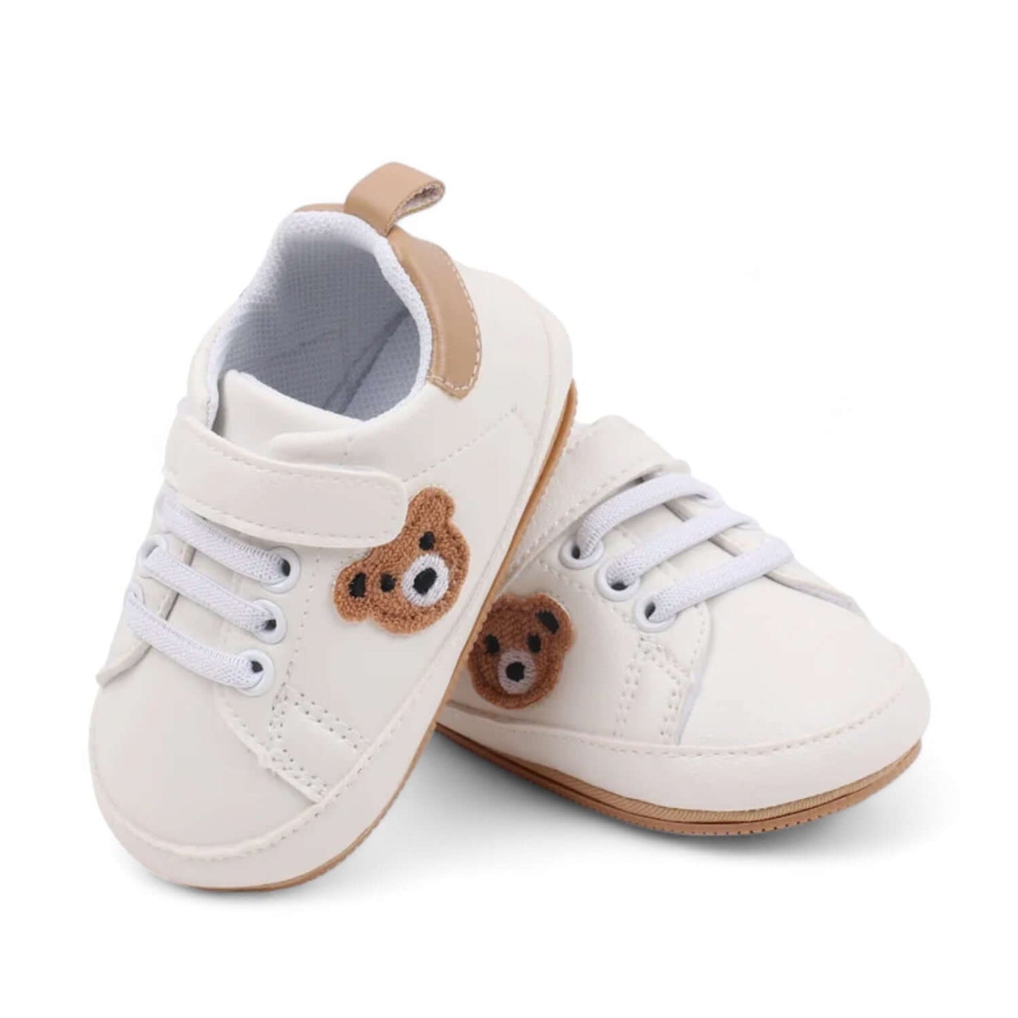 Khaki teddy bear baby shoe