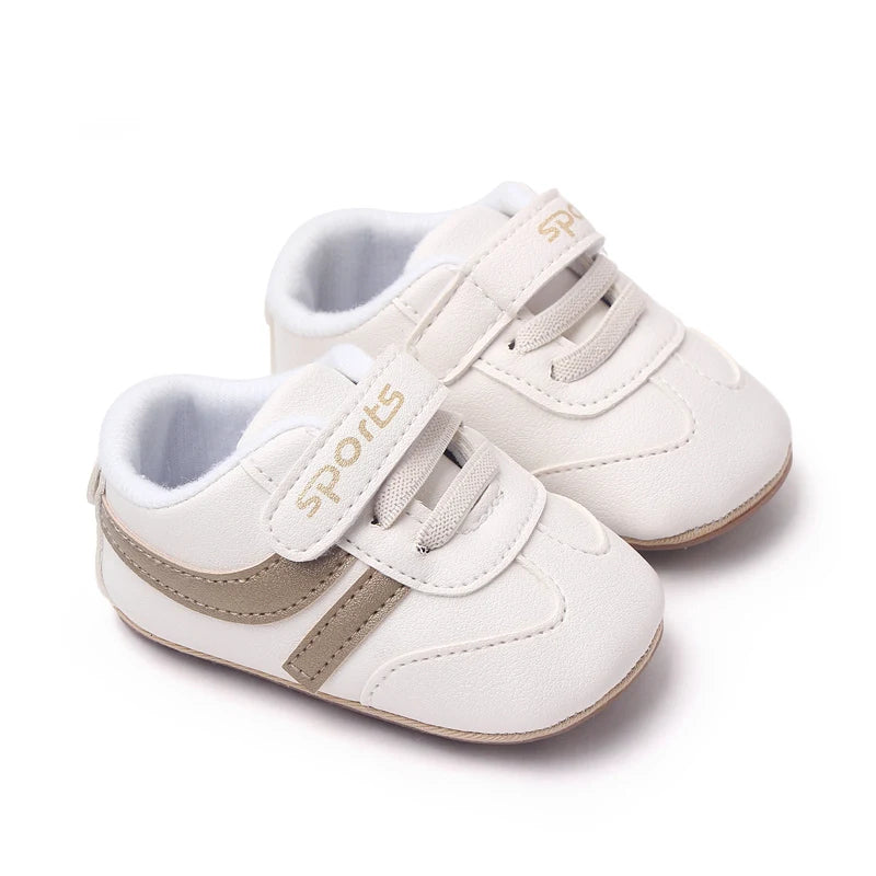 White baby sneakers soft sole first walker shoes