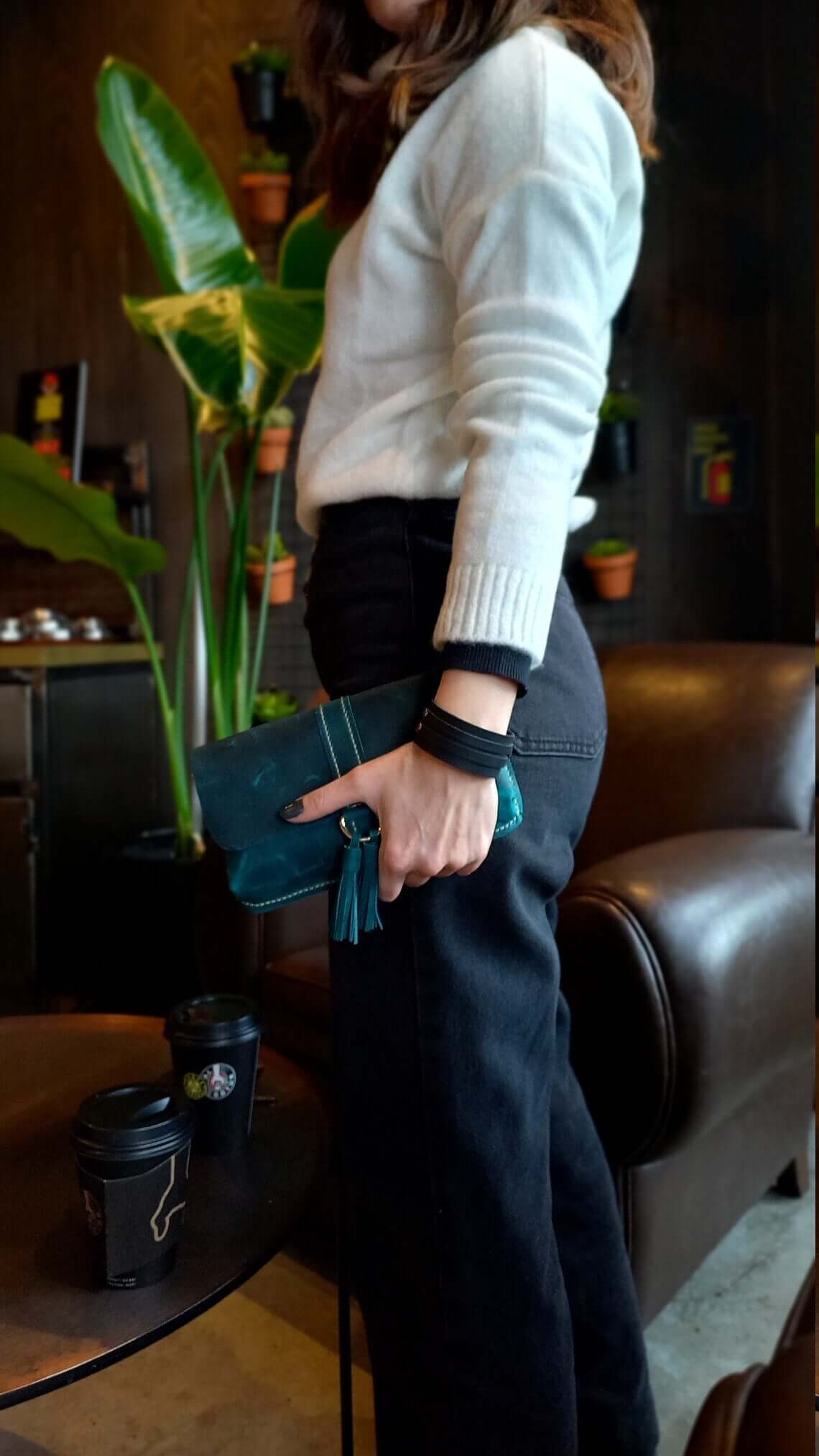 Blue Leather Fanny Pack