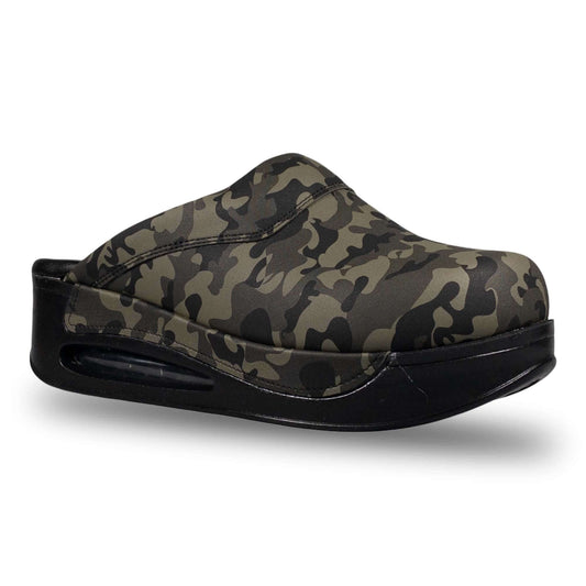 Camouflage Leather Slippers, Clogs, Mules, Nursing Clogs Handmade, High Heel, Platform, Gift for Her, Gift for Women, Slip Resistant