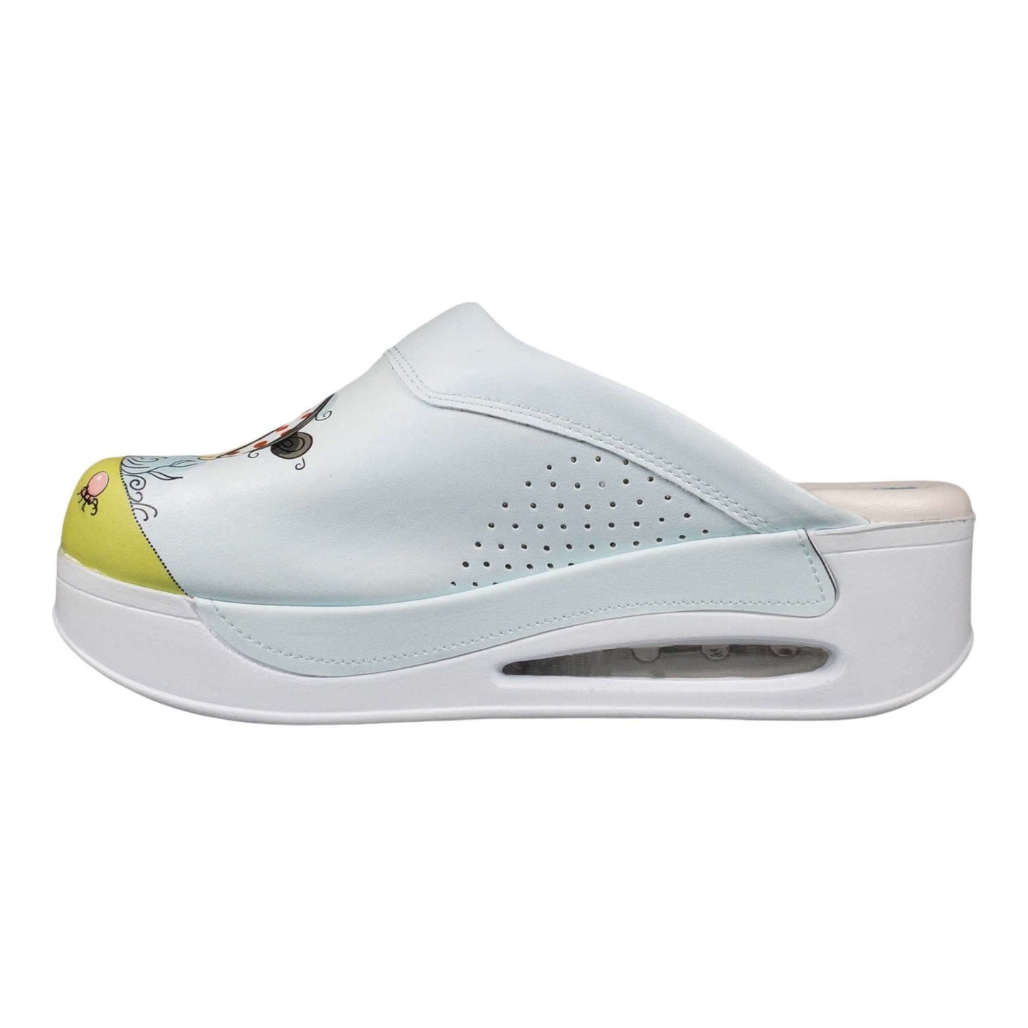 Leather Platform Slippers Shoes Blue