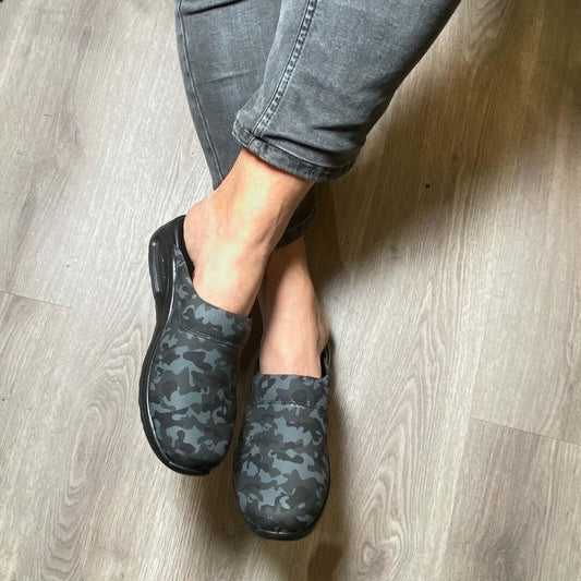 Camouflage Men’s Leather Clogs Slippers Mules Handmade, High Heel, Platform, Gift for Him, Gift for Men, Slip Resistant