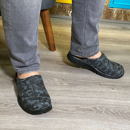 Camouflage Leather Clogs Slippers Mules Nursing Clogs Men and Women Handmade Comfortflex