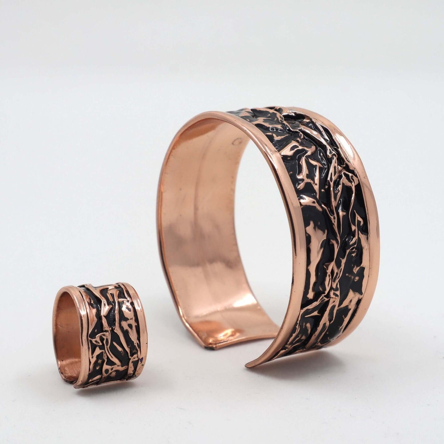 Black Wrinkled Copper Jewelry Set Jewellery