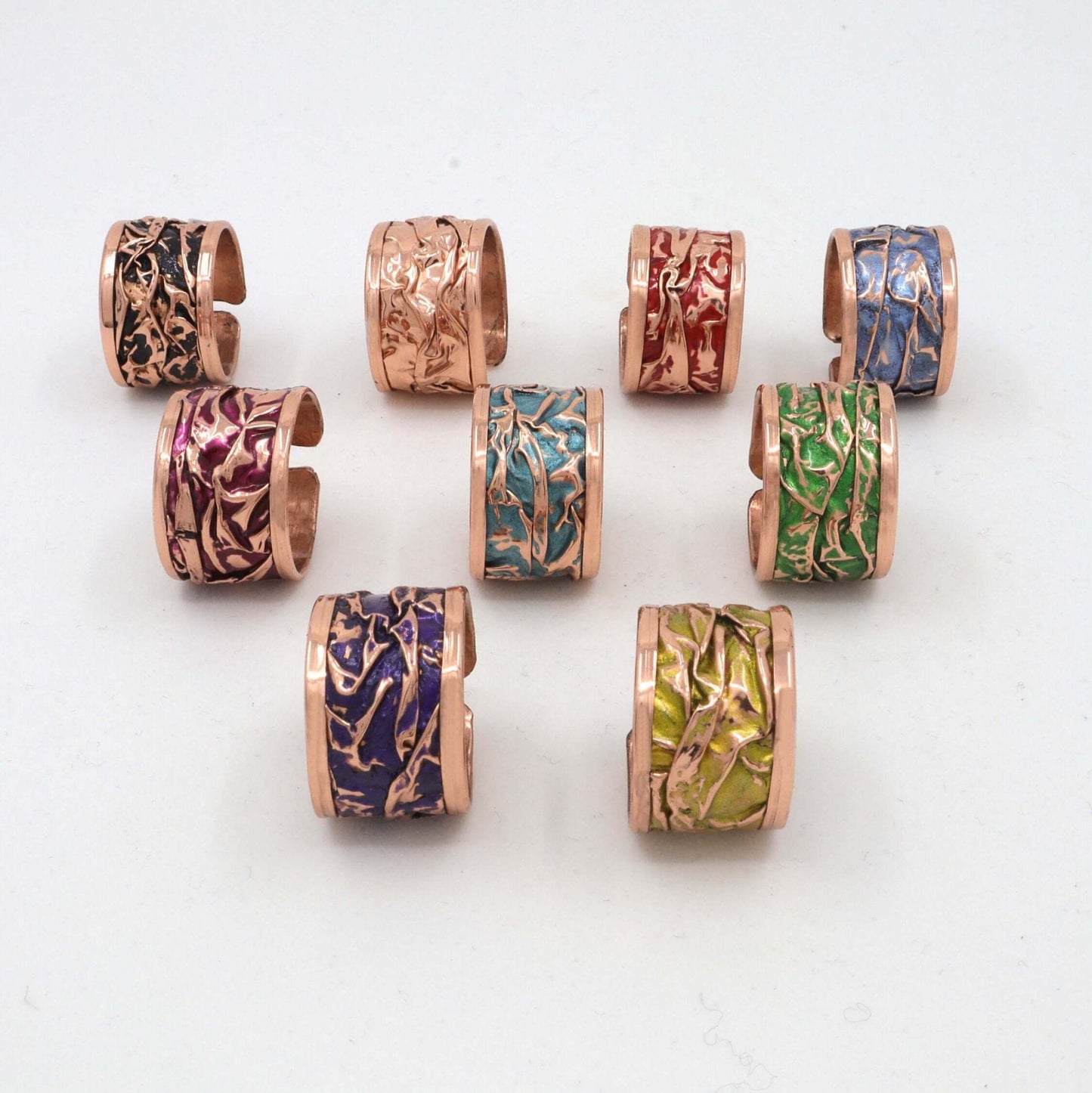 Magenta Copper Wrinkled Adjustable Ring Jewellery