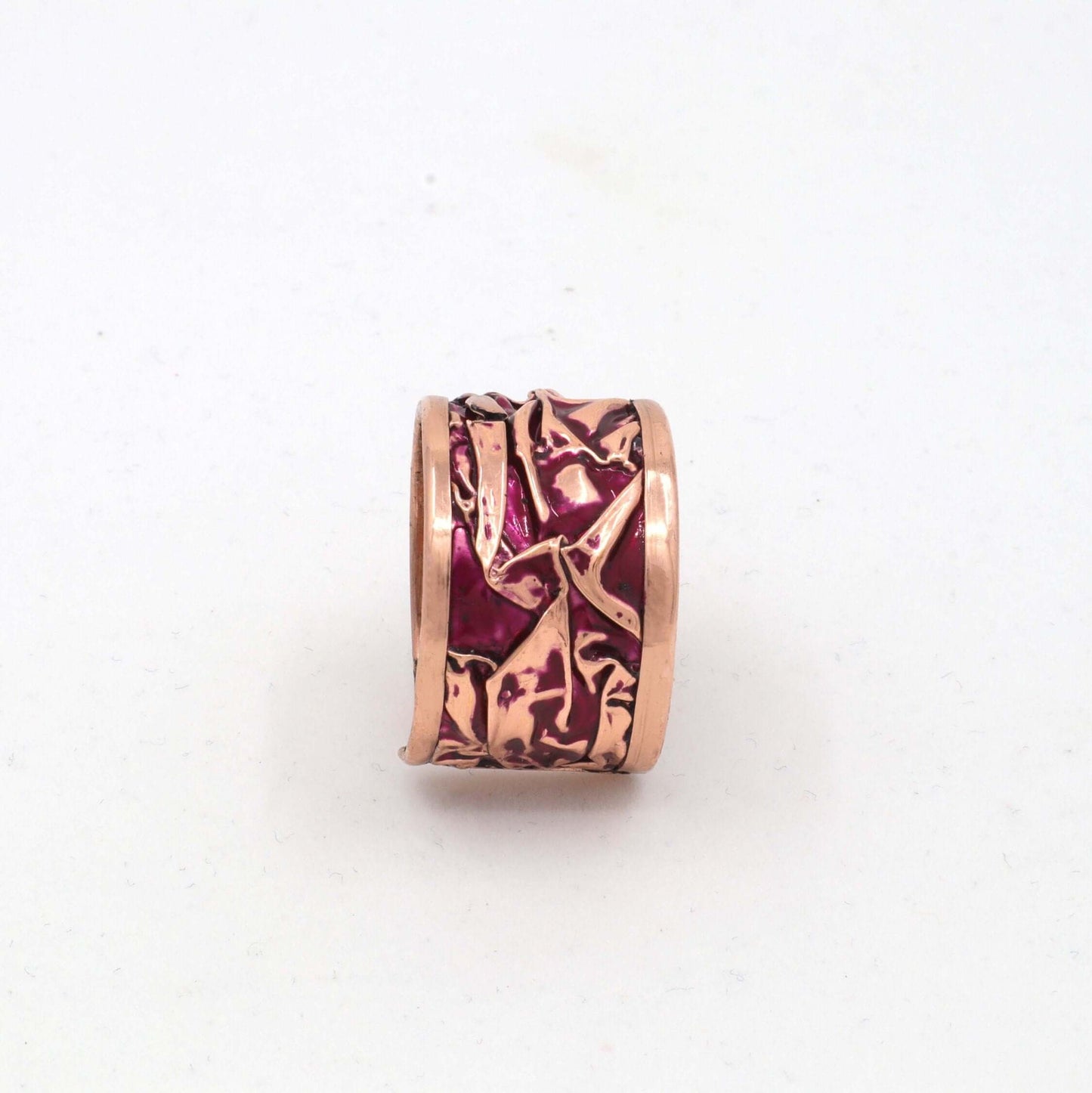 Magenta Copper Wrinkled Adjustable Ring Jewellery