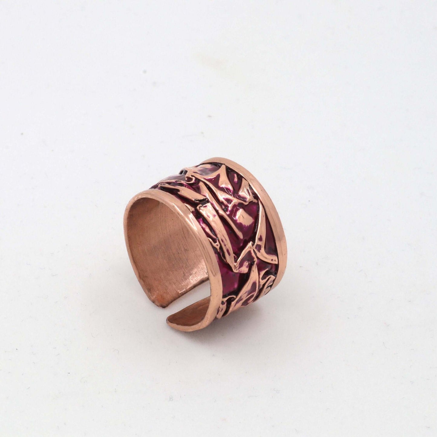 Magenta Copper Wrinkled Adjustable Ring Jewellery