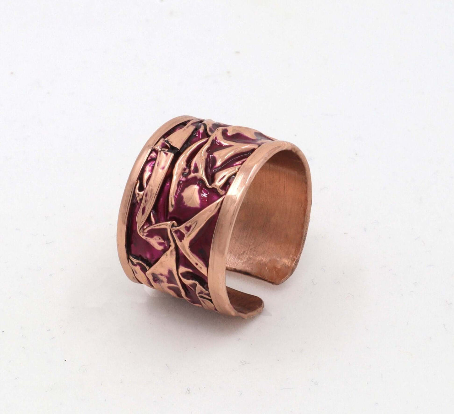 Magenta Copper Wrinkled Adjustable Ring Jewellery