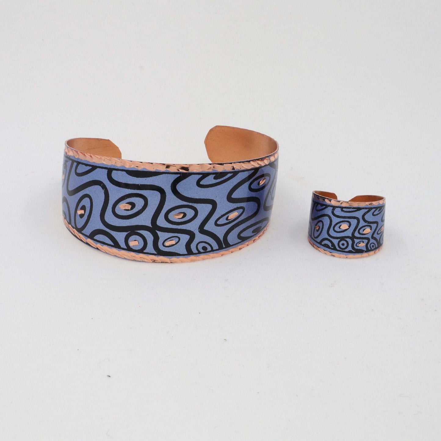 Blue Curvy Shapes Copper Jewelry Set Jewellery