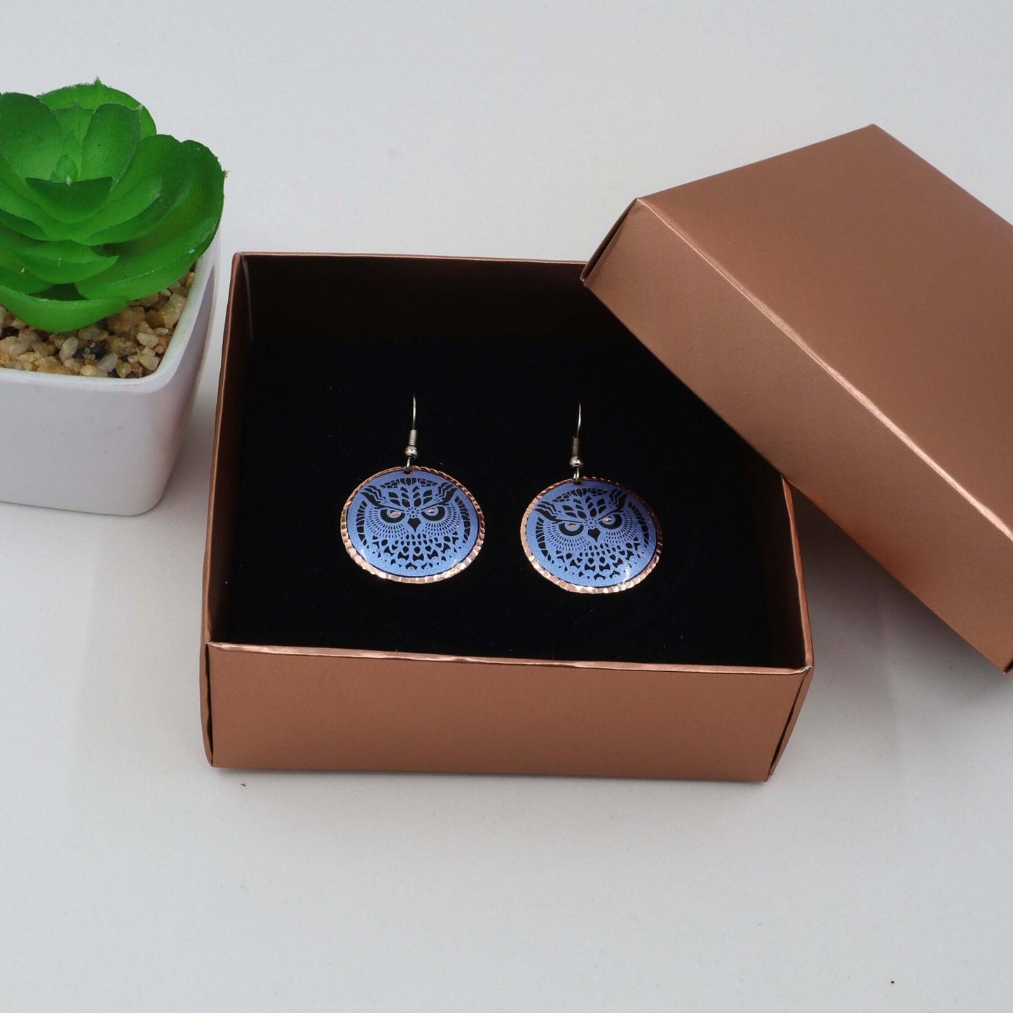 Blue Owl Copper Circle Earring Jewellery