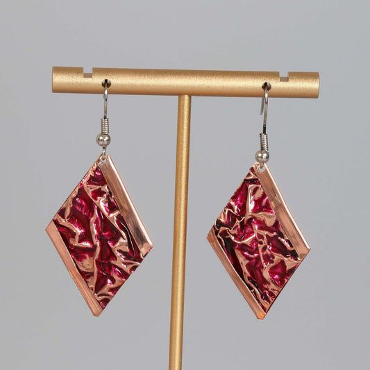 Copper Wrinkled Earring Handmade Jewelry Christmast Birthday Anniversary Gift, Gift for her, Dangly Earring, Gift for Women