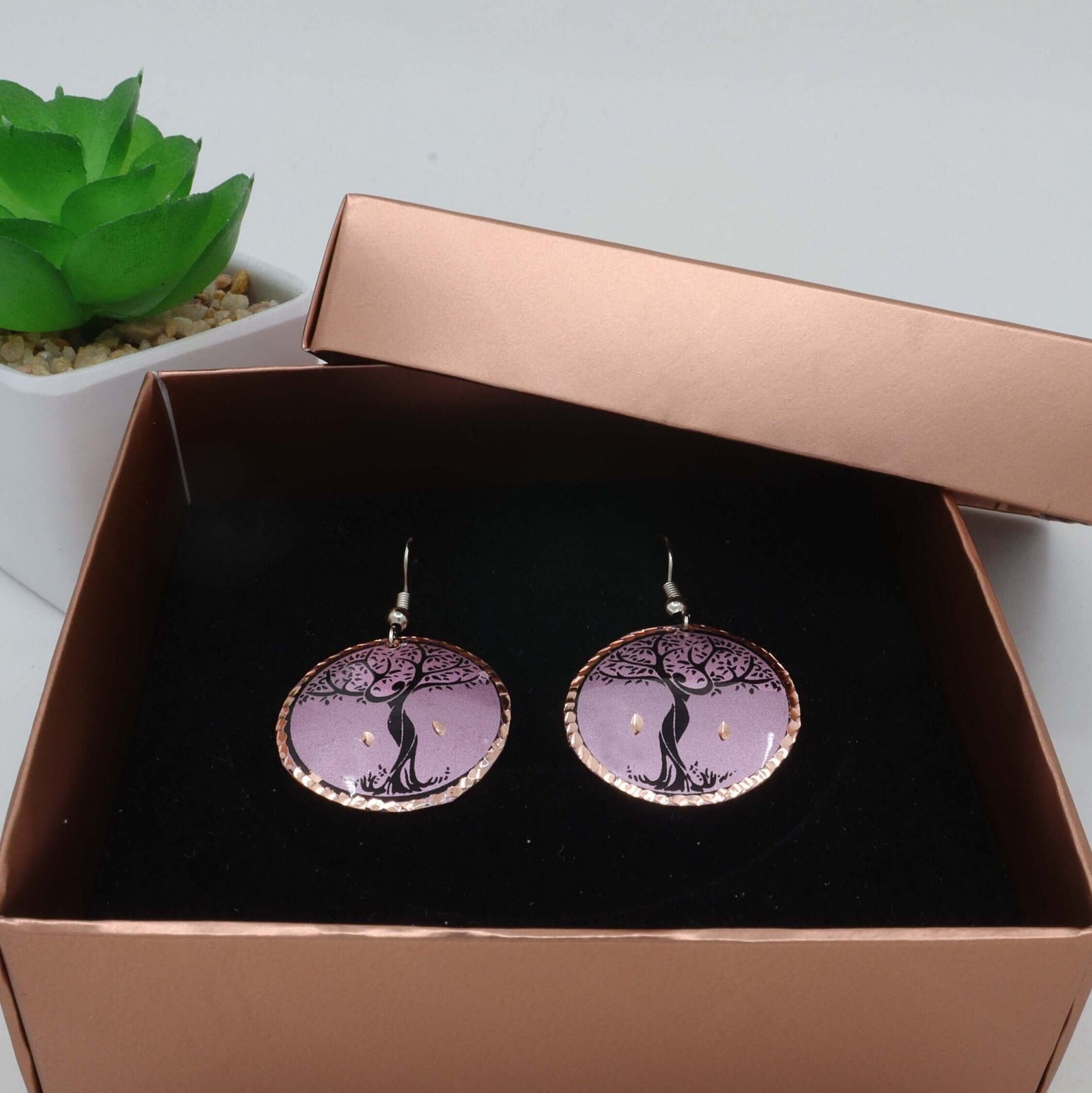 Lavander Tree Copper Circle Earring Jewellery