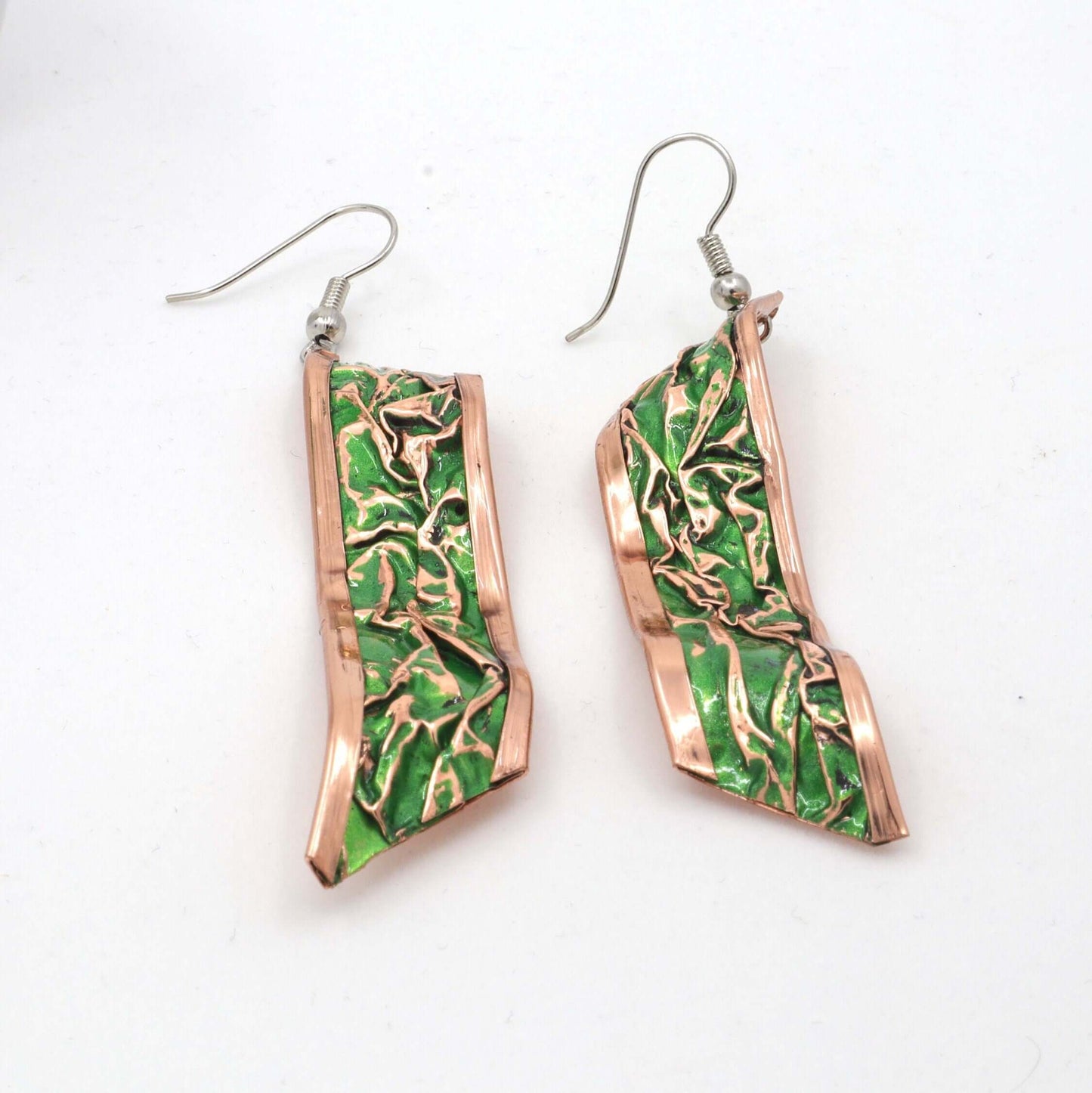 Green Copper Wrinkled Earring Jewellery