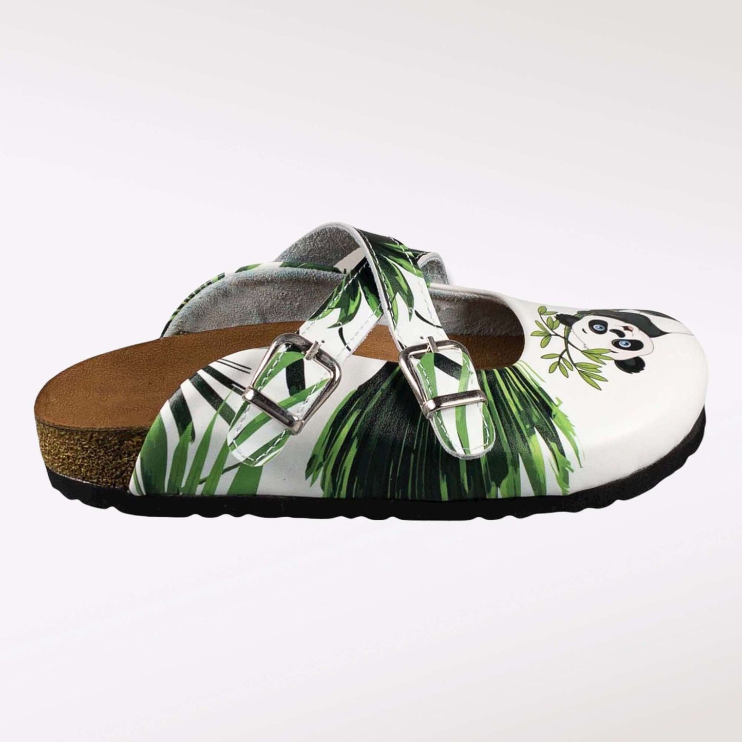 Panda Tree Cork Leather Cross Band Clogs, Slipper, Mules Boston Clogs, Anti Slip, Women, Super Comfy, Handmade, Low Heel