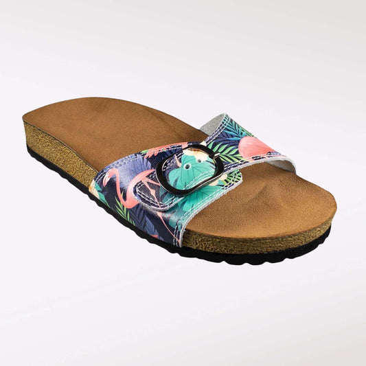 Flamingo Open Toe Leather Sandals Clogs Slippers Mules Single Band Handmade, Gift for Women and Men, Unisex, Super Comfy, Handmade, Low Heel