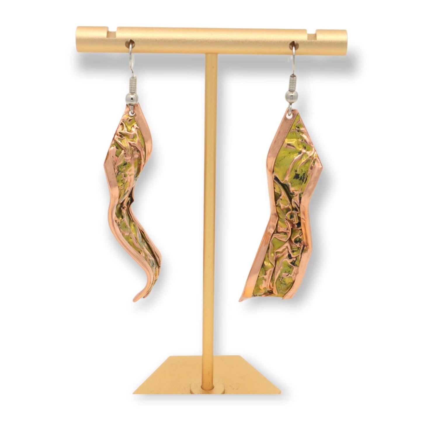 Yellow Copper Wrinkled Necklace Earring Adjustable Ring Bracelet Jewellery Set