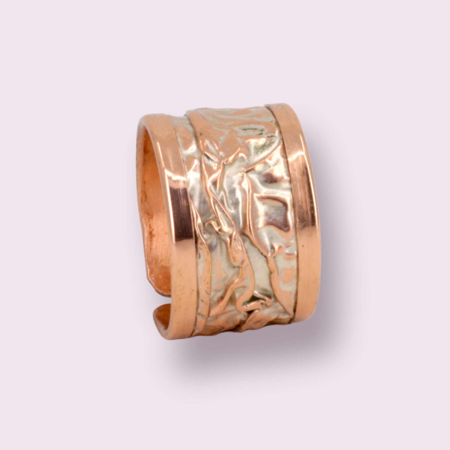 Silver Copper Wrinkled Adjustable Ring Jewellery