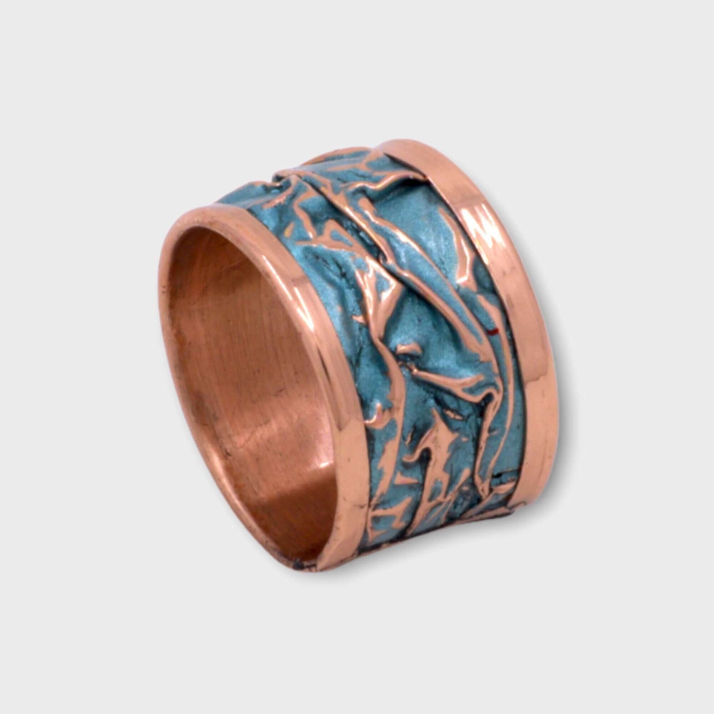 Turquoise Copper Wrinkled Adjustable Ring Jewellery