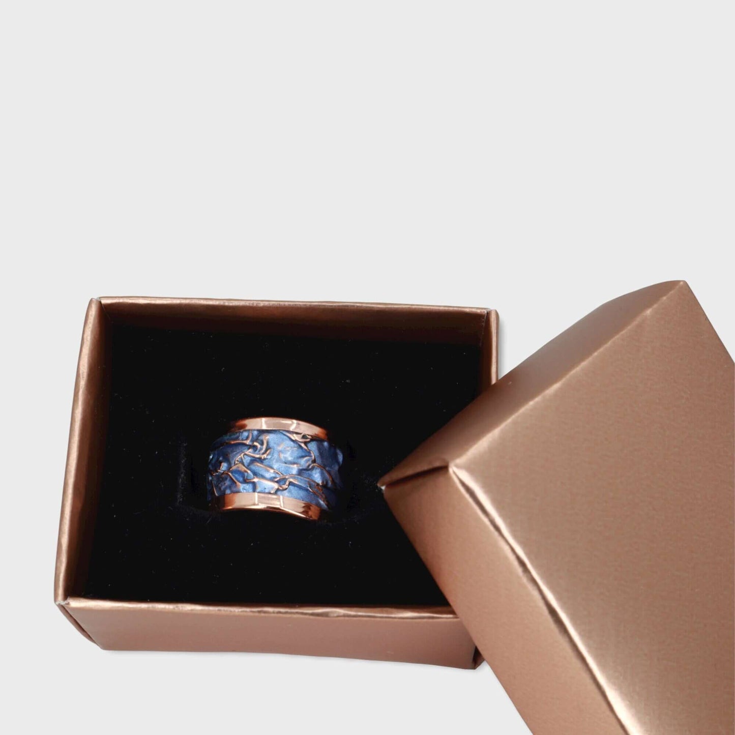 Blue Wrinkled Copper Adjustable Handmade Unisex Jewelry Ring jewellery