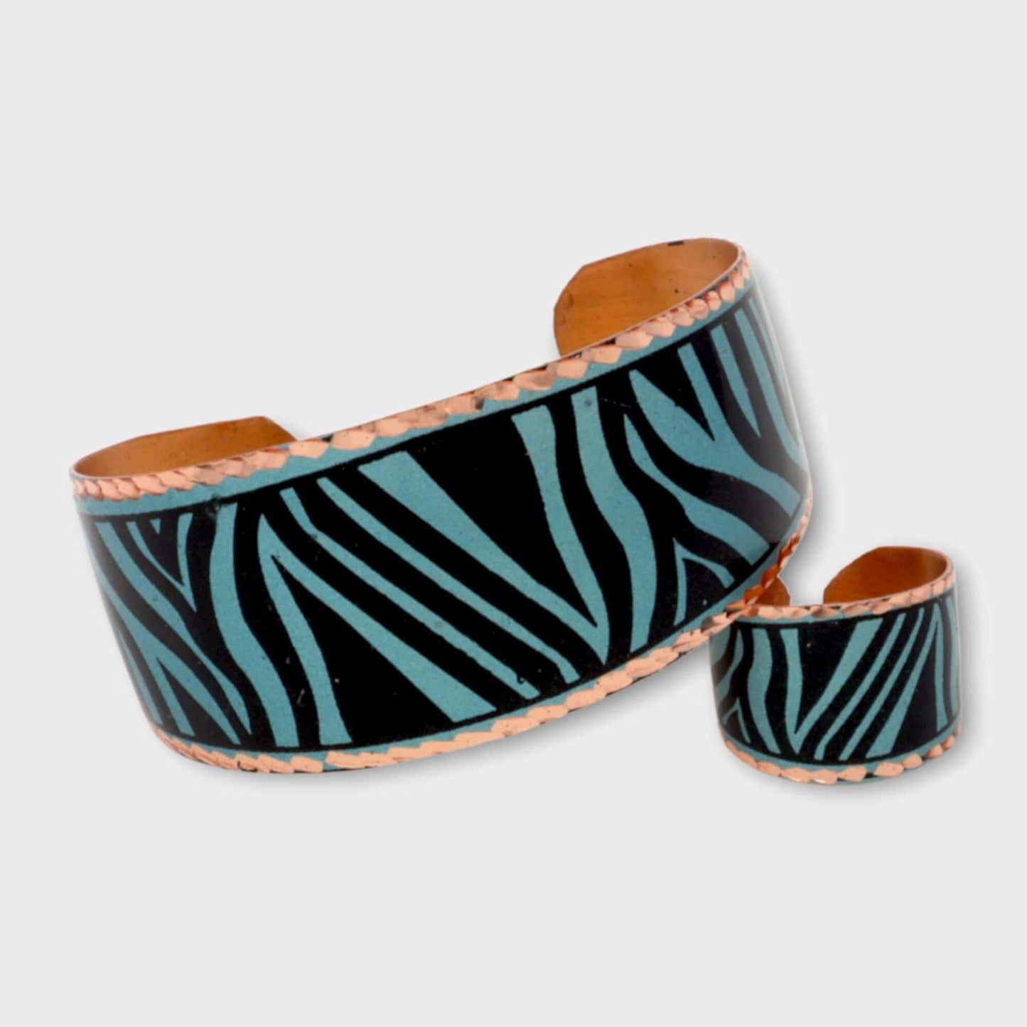 Turquoise Copper Adjustable Ring Bracelet Jewellery Set