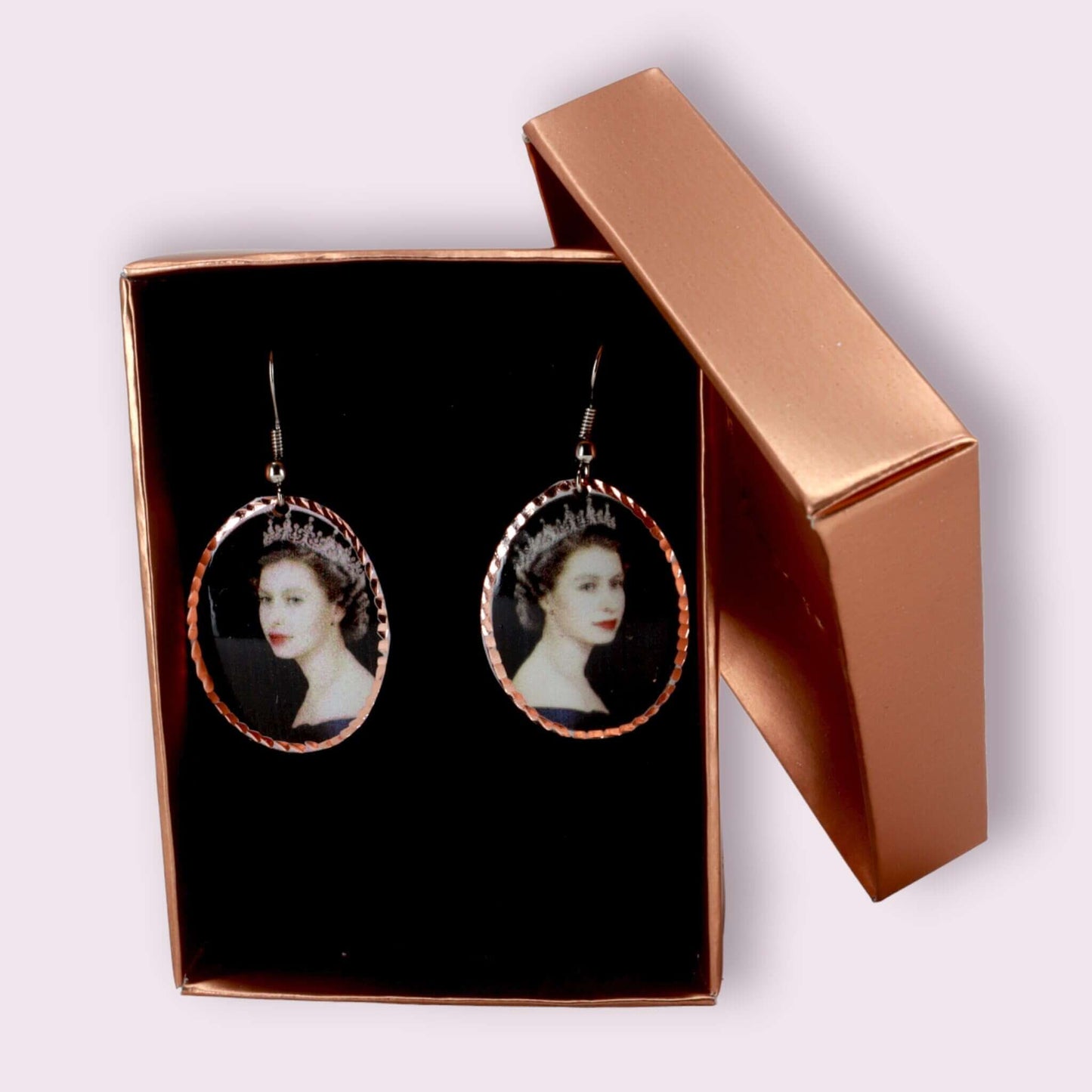 Queen Elizabeth 2 Copper Oval Earring Jewellery