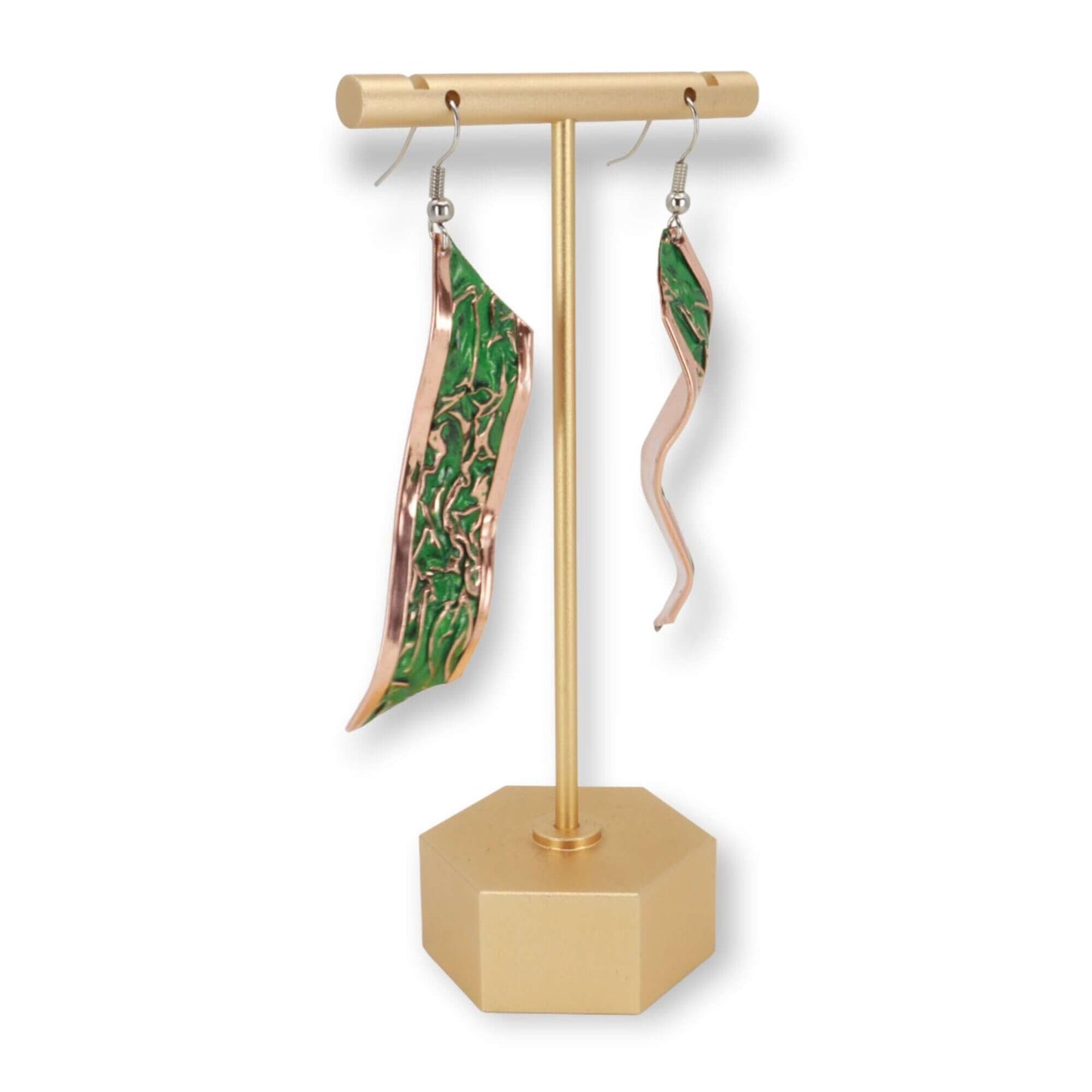 Green Copper Wrinkled Earring Jewellery