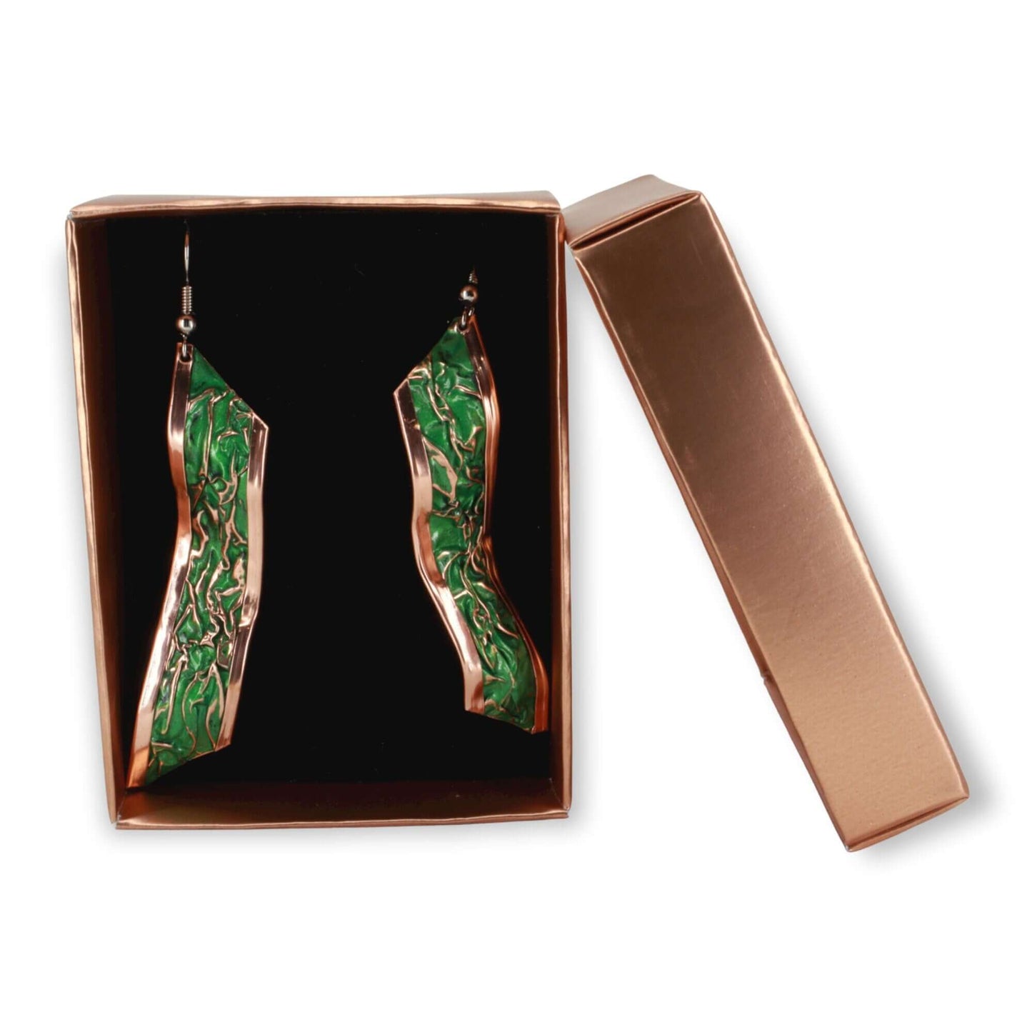 Green Copper Wrinkled Earring Jewellery
