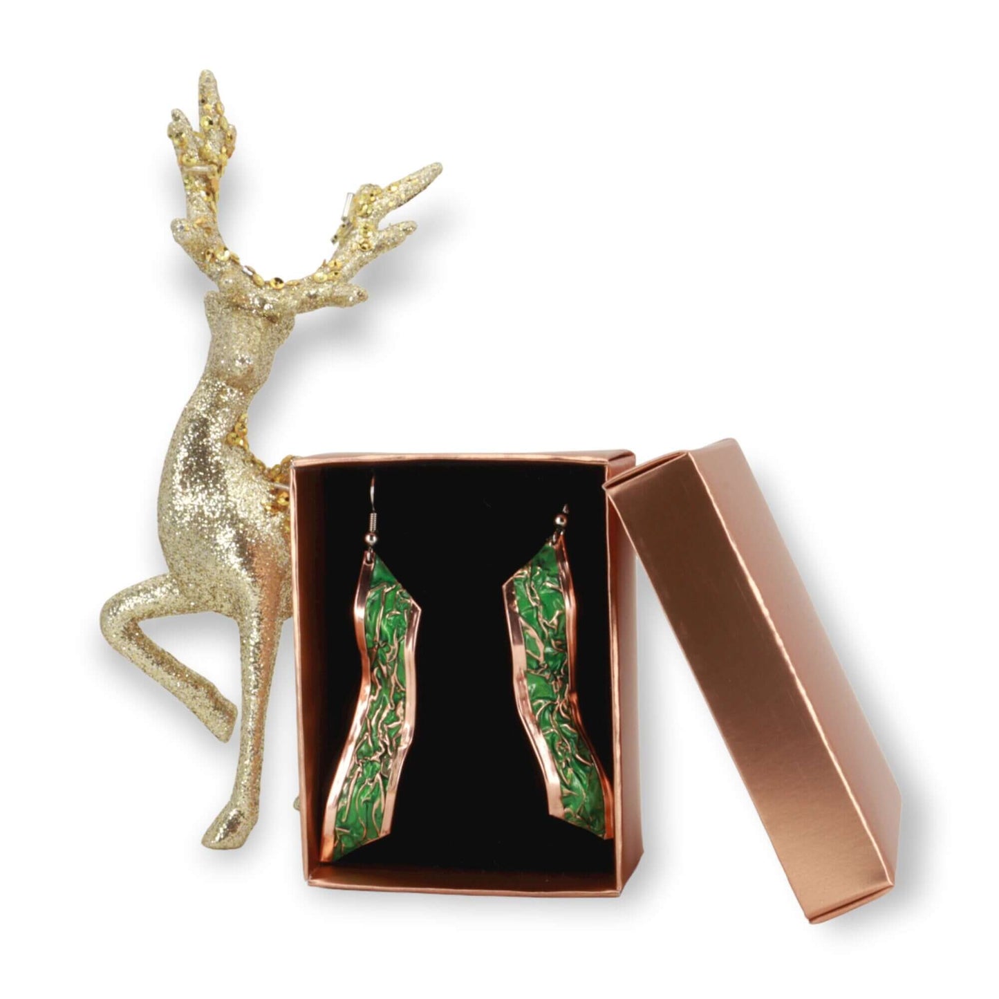 Green Copper Wrinkled Earring Jewellery