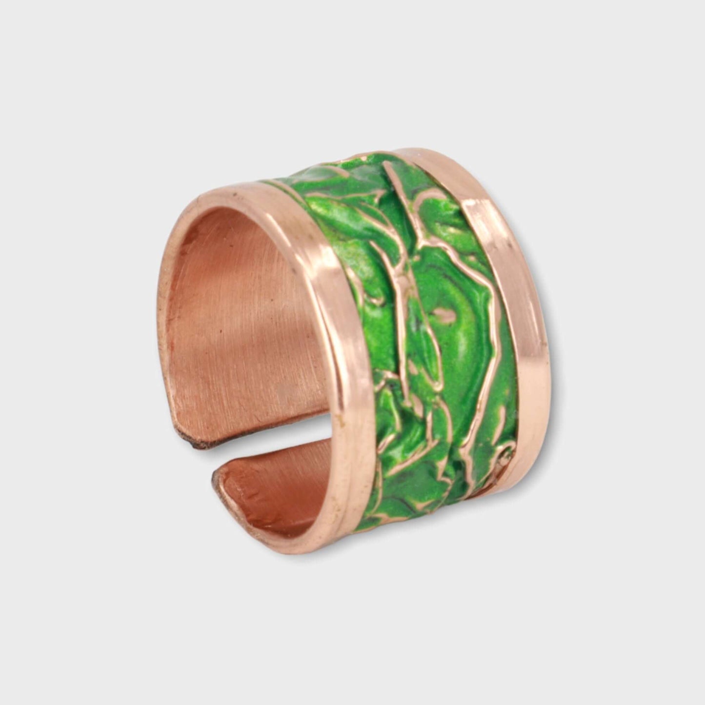 Green Copper Wrinkled Adjustable Ring Jewellery