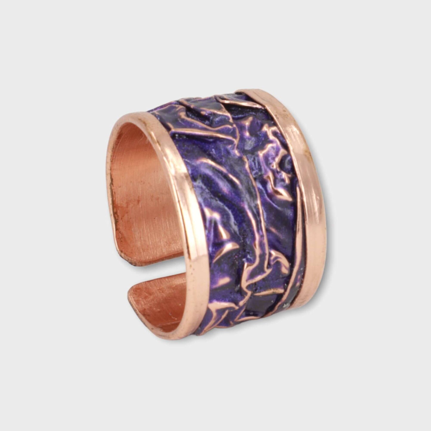 Purple Copper Wrinkled Adjustable Ring Jewellery