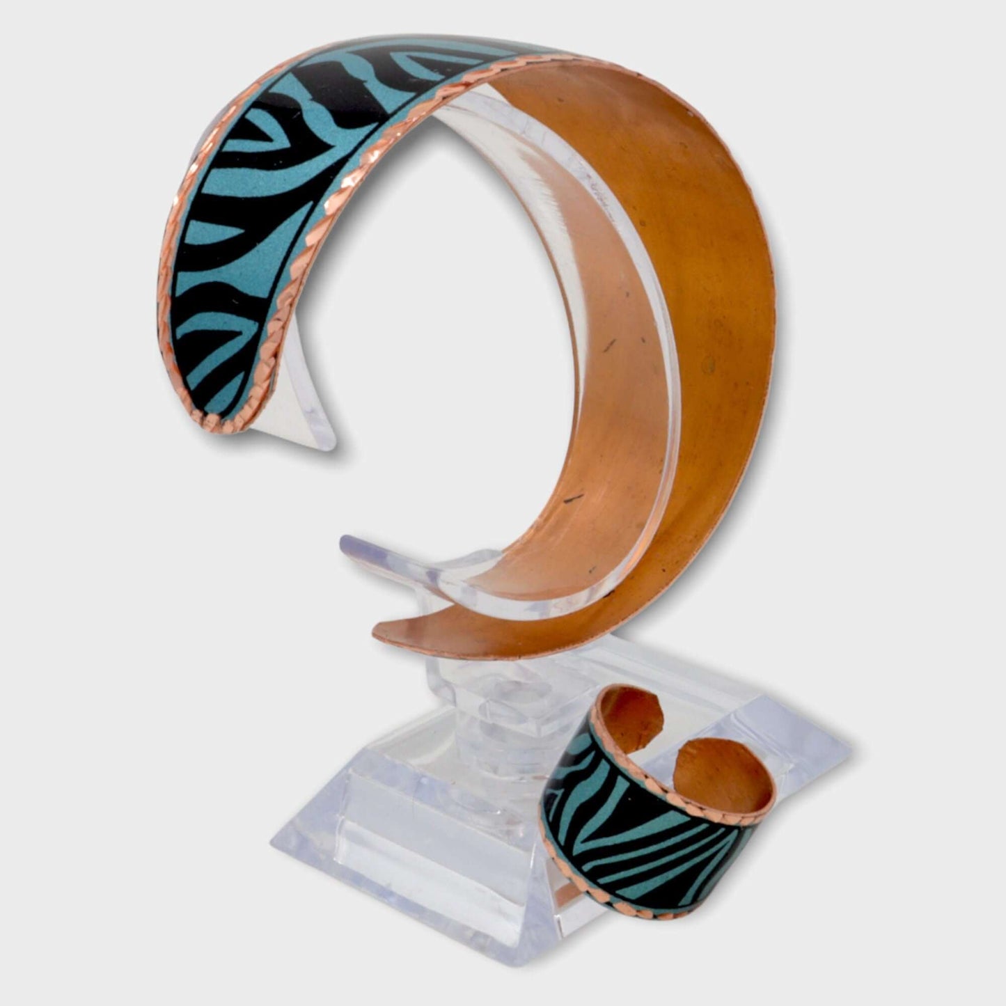 Turquoise Copper Adjustable Ring Bracelet Jewellery Set