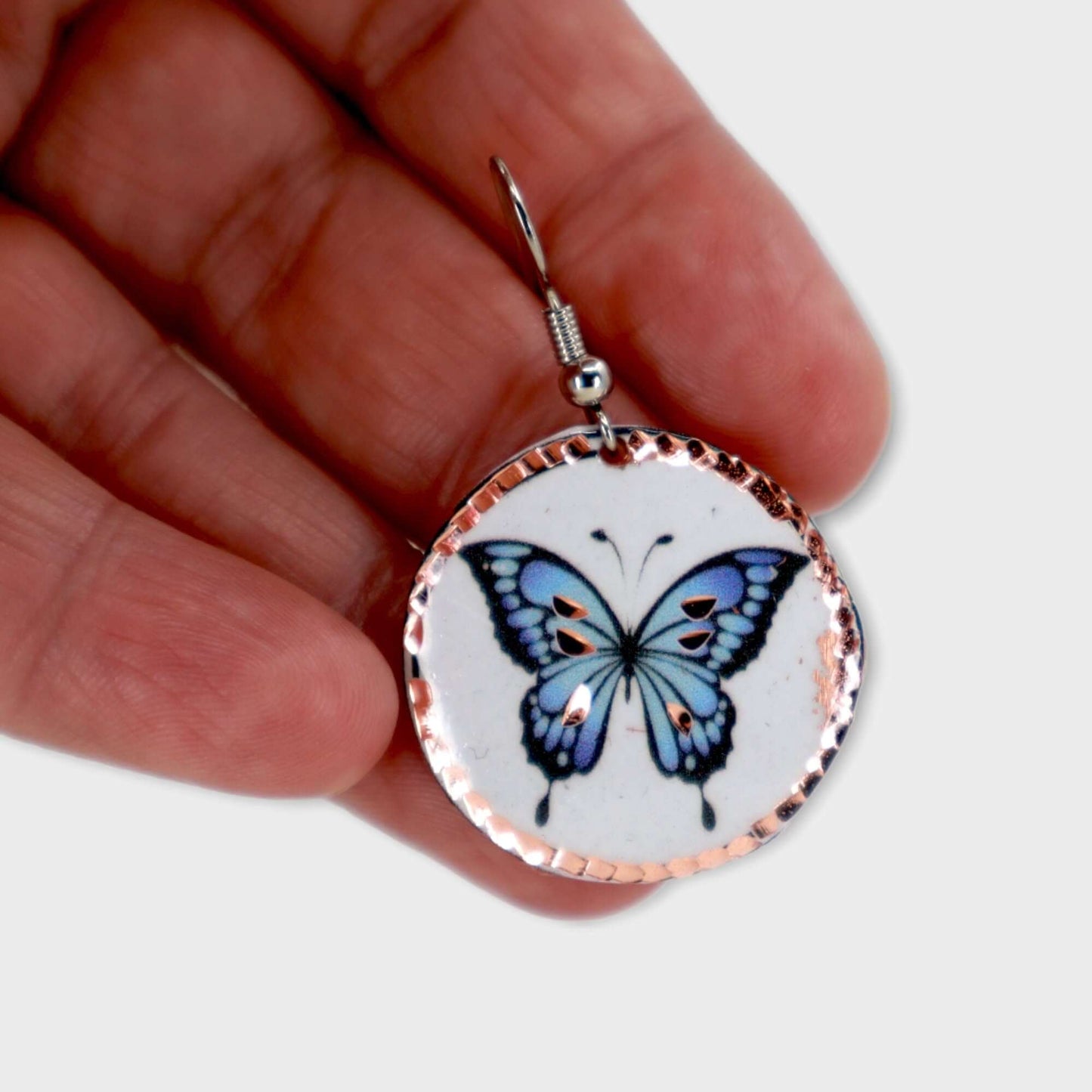 Butterfly Copper Circle Earring Jewellery Gift