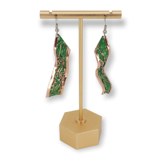 Green Copper Wrinkled Earring Jewellery