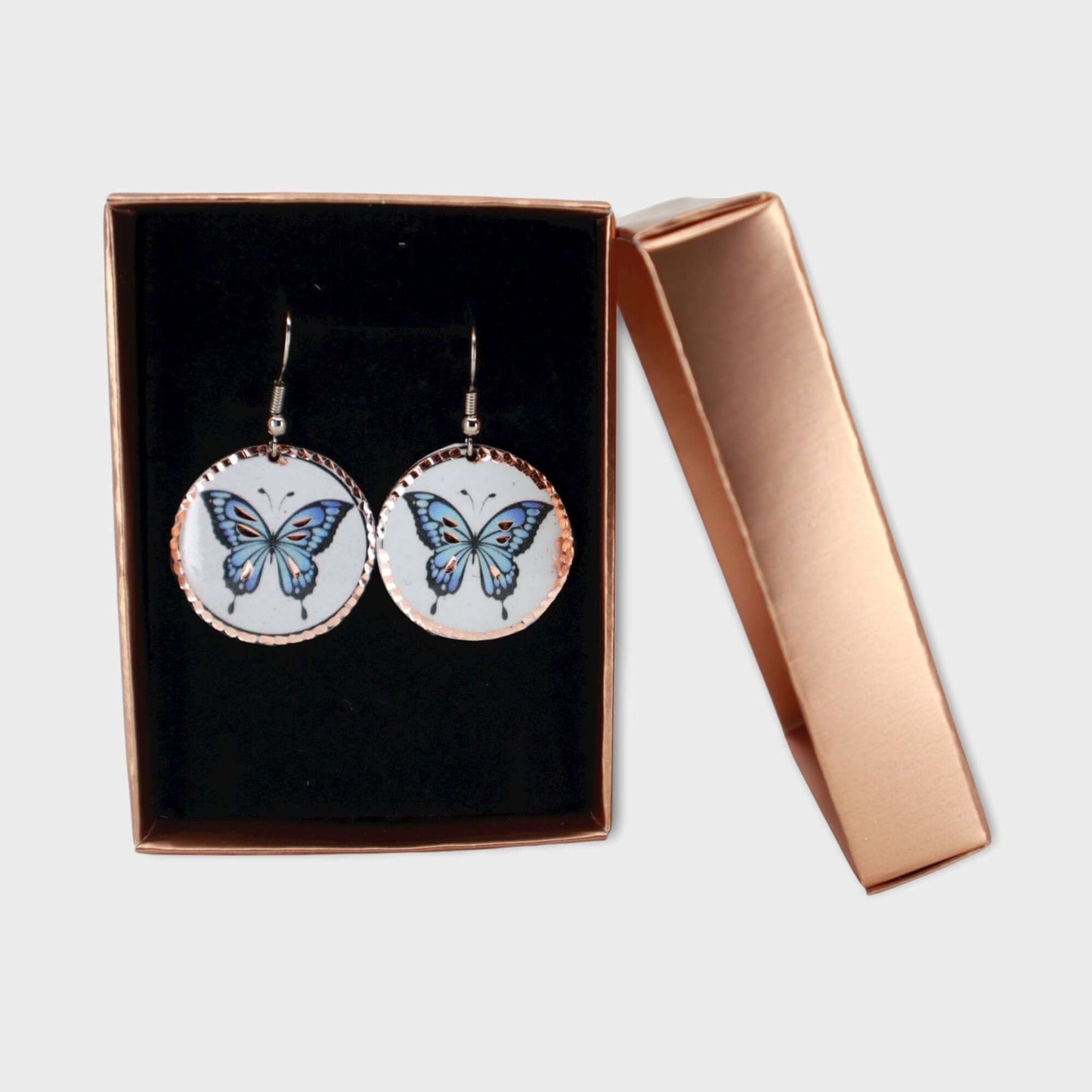 Butterfly Copper Circle Earring Jewellery Gift