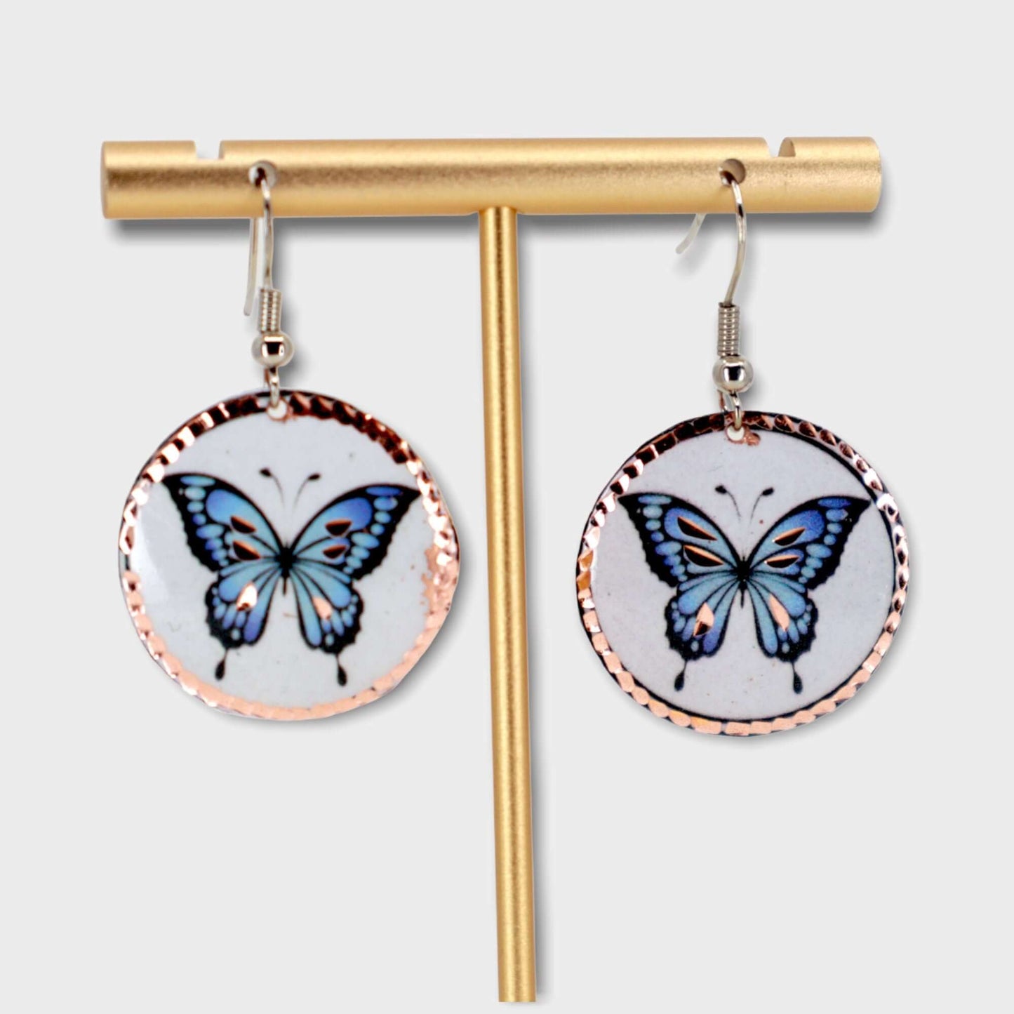 Butterfly Copper Circle Earring Jewellery Gift