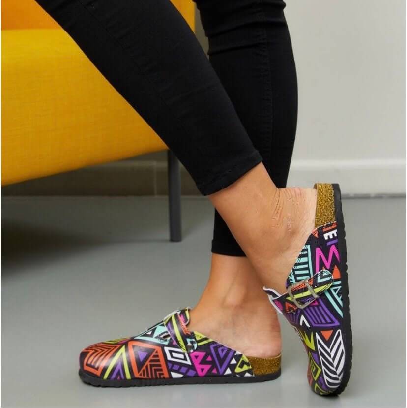 Colorful Leather Cork Clogs / Slippers / Mules Boston Clogs, Gift for Women and Men, Unisex, Super Comfy, Handmade, Low Heel