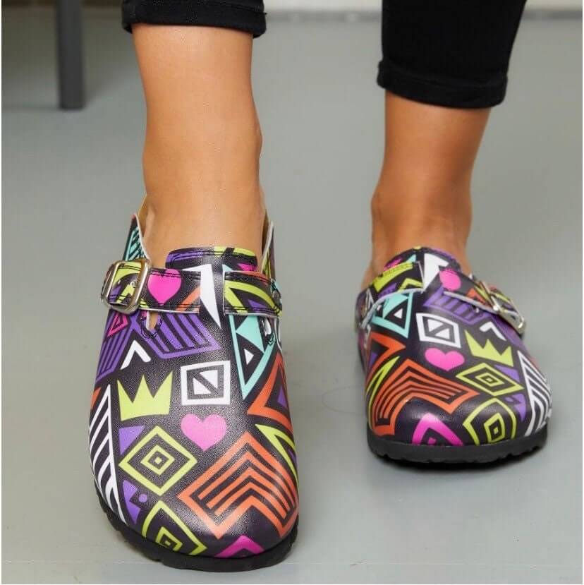 Colorful Leather Cork Clogs / Slippers / Mules Boston Clogs, Gift for Women and Men, Unisex, Super Comfy, Handmade, Low Heel