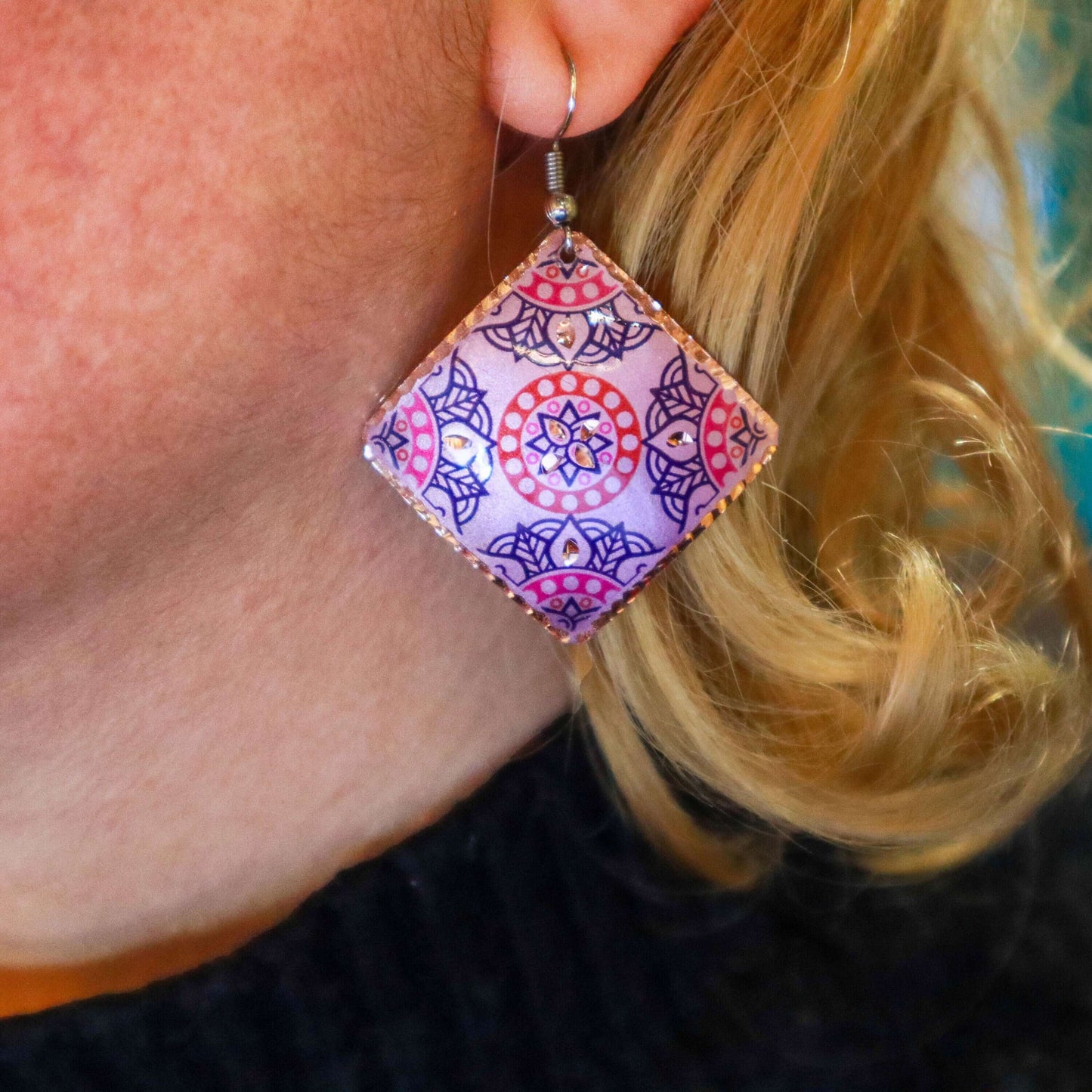 Pink Copper Square Earring Pink Copper Square Earring Jewellery