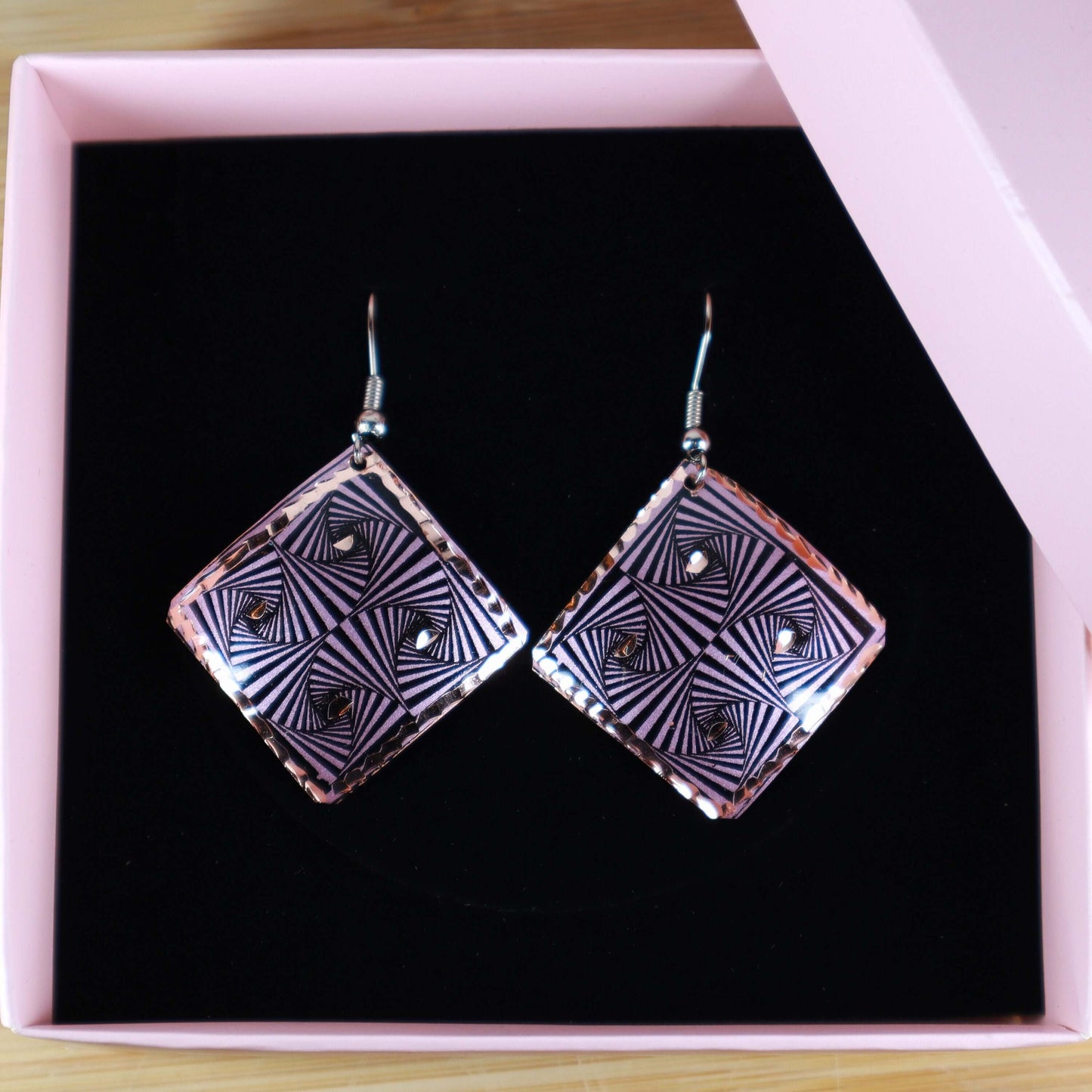 Purple Geometric Copper Square Earring Jewellery