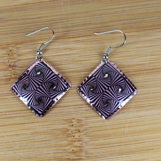 Purple Geometric Copper Square Earring Jewellery