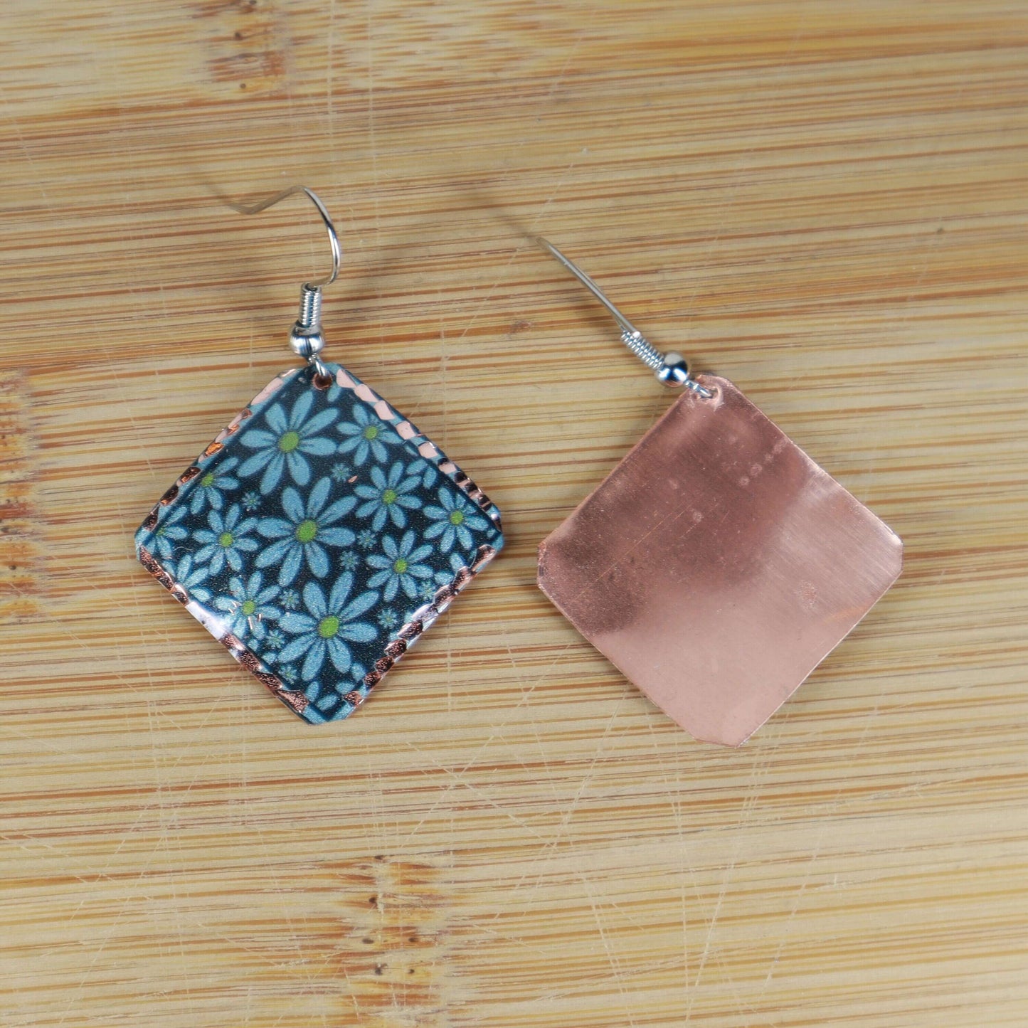 Turquoise Flower Copper Square Earrings Jewellery