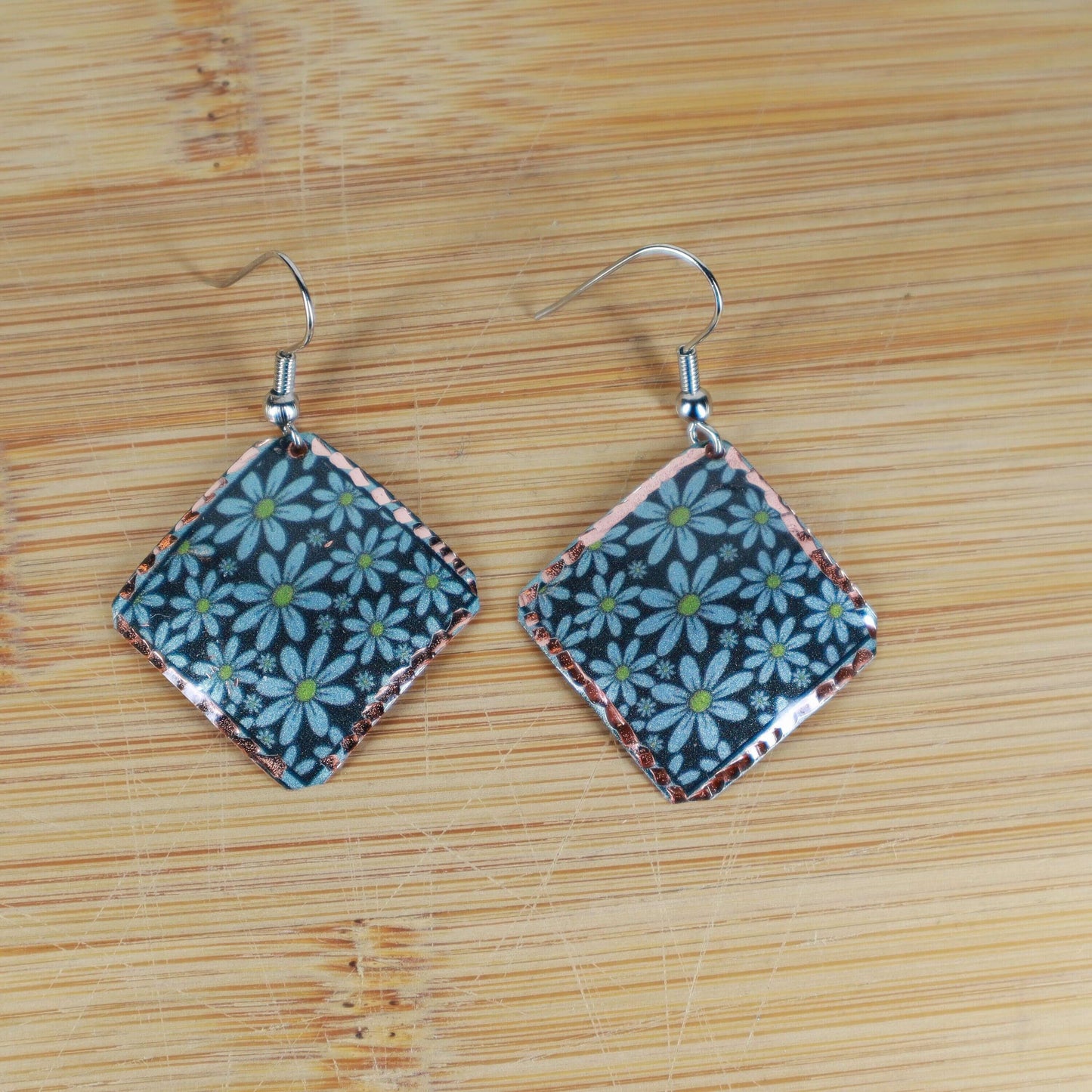 Turquoise Flower Copper Square Earrings Jewellery