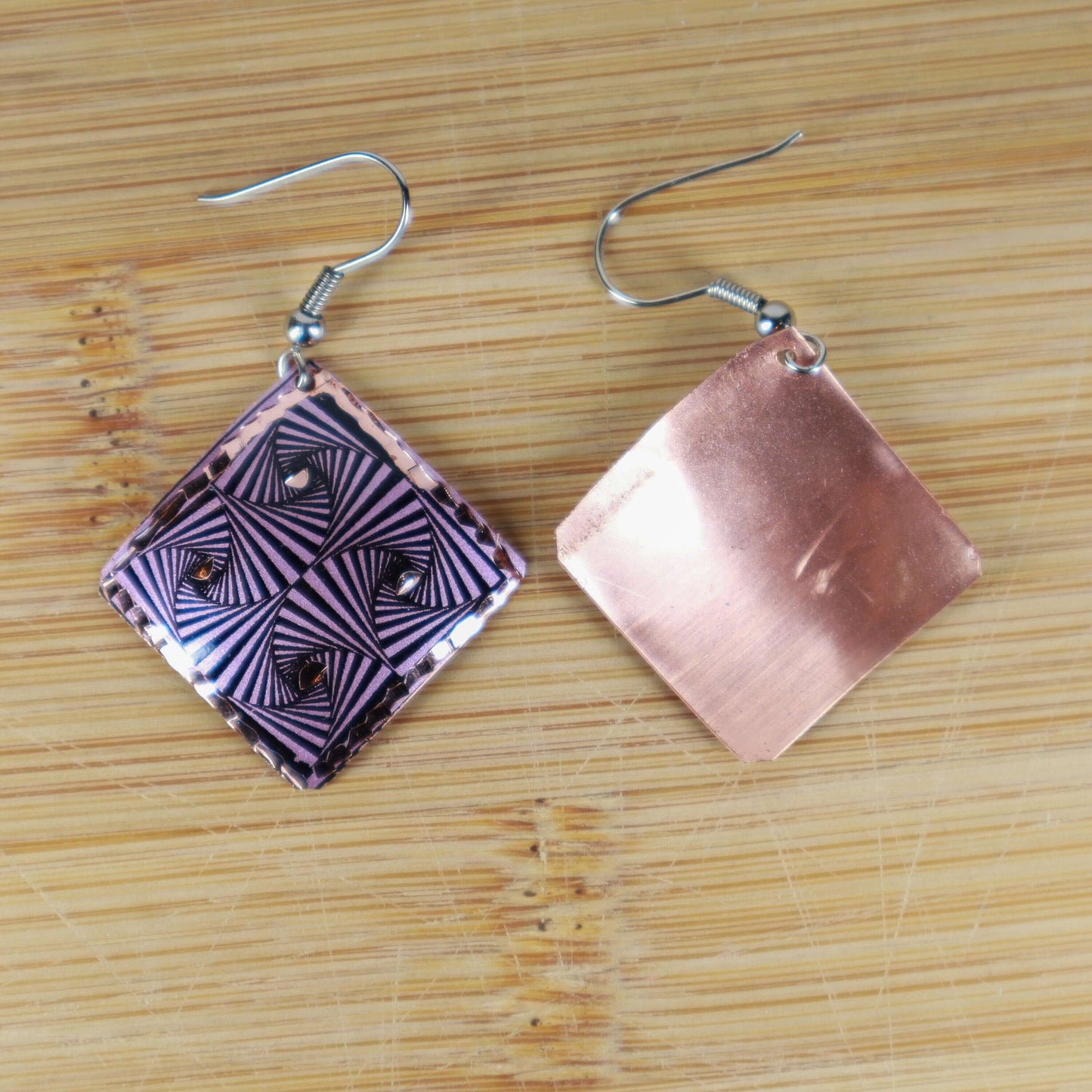 Purple Geometric Copper Square Earring Jewellery